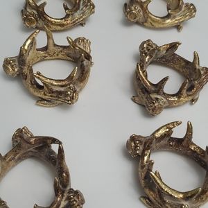 Napkin rings antlers gold tone resin